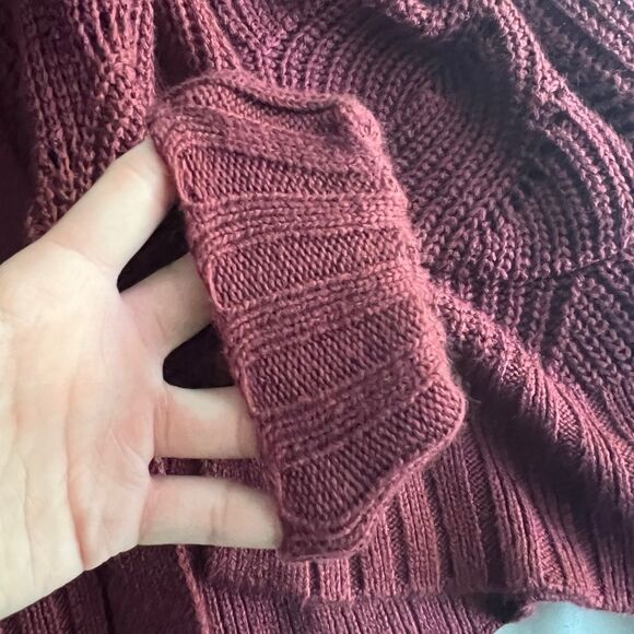 Juniors' SO® Oversized Open Front Cardigan Size XS Burgundy - Picture 4 of 11